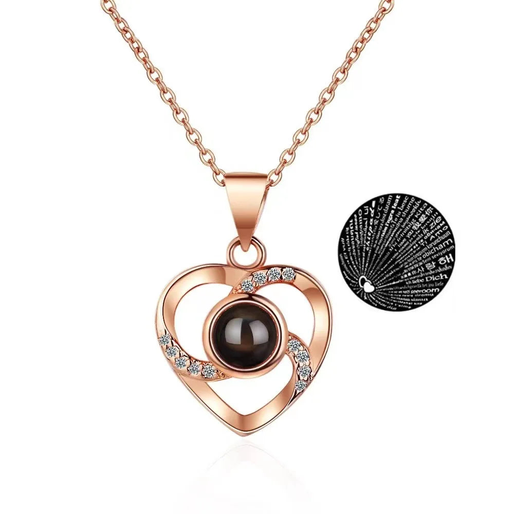 Rose Box with 100-Language Love Necklace