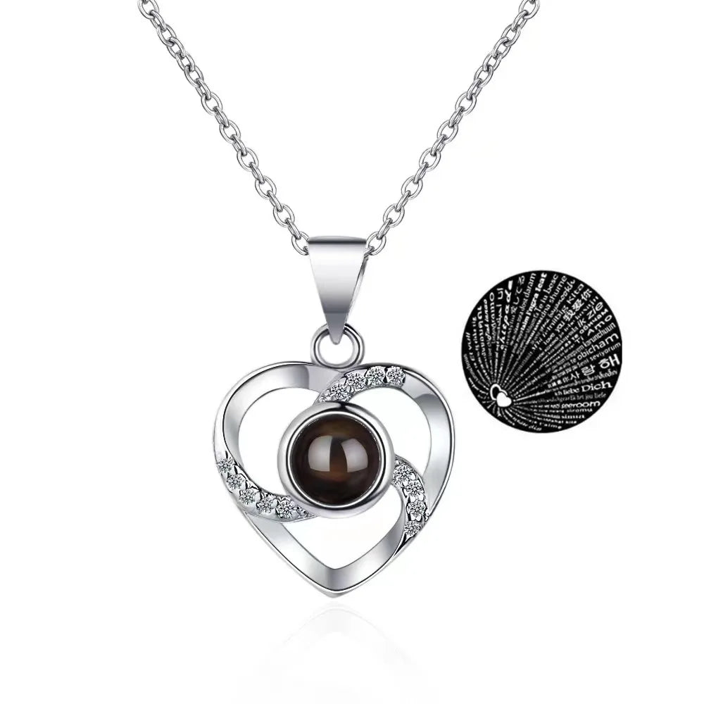 Rose Box with 100-Language Love Necklace