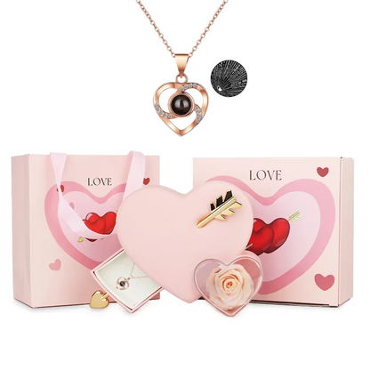 Rose Box with 100-Language Love Necklace