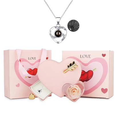 Rose Box with 100-Language Love Necklace