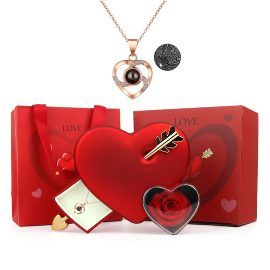 Rose Box with 100-Language Love Necklace